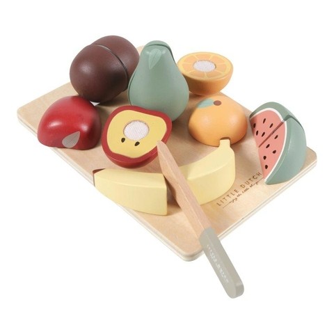 Δίσκος κοπής με ξύλινα φρούτα-Little Dutch-LD4485