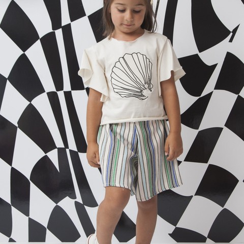 TC ABALONE SET W/EMBROIDERED TOP & STRIPED SHORTS & ACC KID | JNR