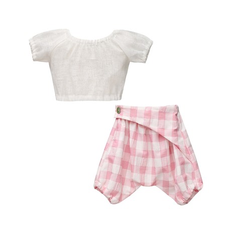 BIRTHDAY PARTY SET W/LINEN BLOUSE & VICHY SLOUCHY PANTS BABY PLUS